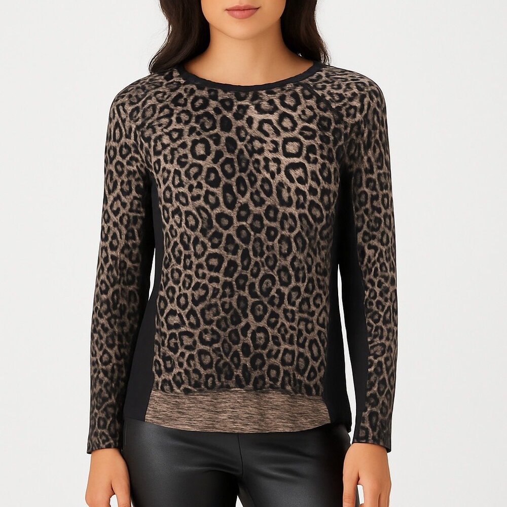 ZARA Leopard Print Long Sleeve Knit Top Pullover Animal Print Shirt‎ Size S - Picture 2 of 14